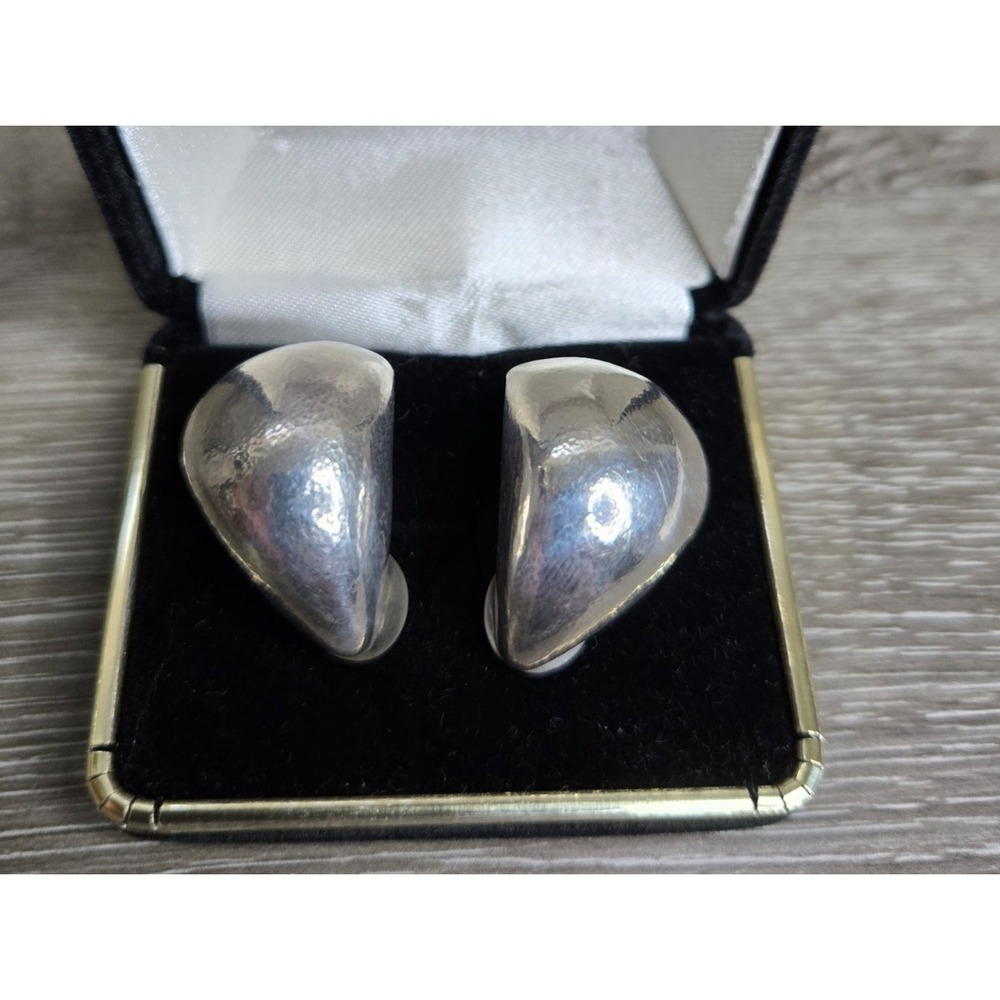 Vaubel Designs Sterling Silver 925 Clip On Earrings Vintage Modernist Puffed 20g